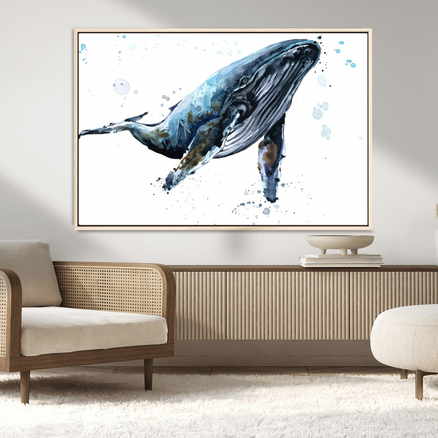 MGV-FC-36X24 - Watercolor Whale Wall Art Canvas Print
