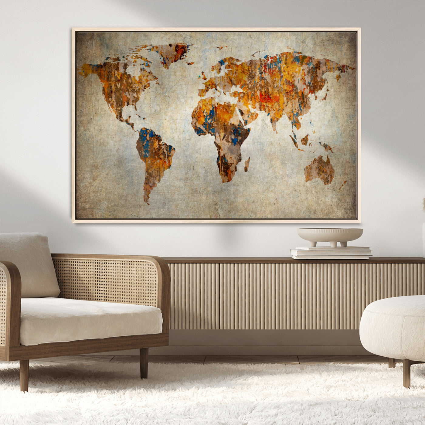 MGV-FC-36X24 - Push Pin World Map Canvas Print – Framed Wall Art for Couples to Track Their Travels – Anniversary