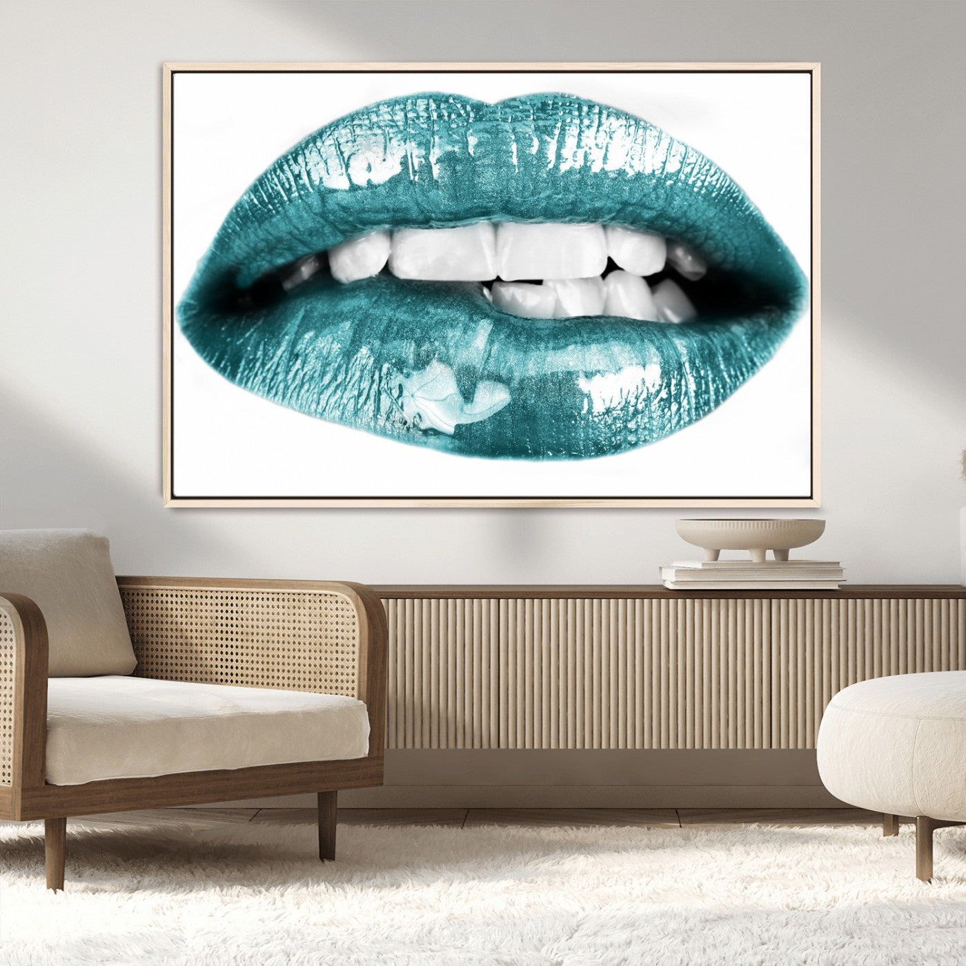 MGV-FC-36X24 - Blue Lips Wall Art Canvas Print