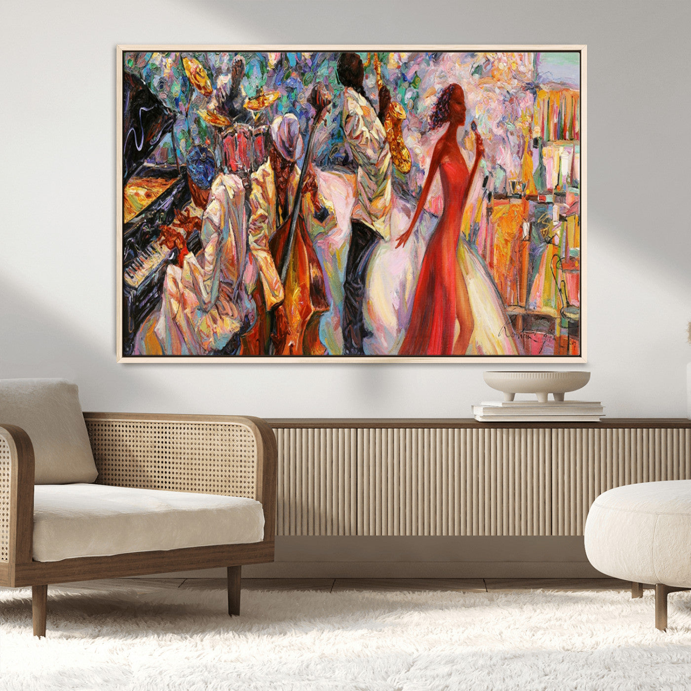 MGV-FC-36X24 - Abstract Afro American Jazz Canvas Wall Art | Music-Inspired Painting for Dining Room, Living Room,