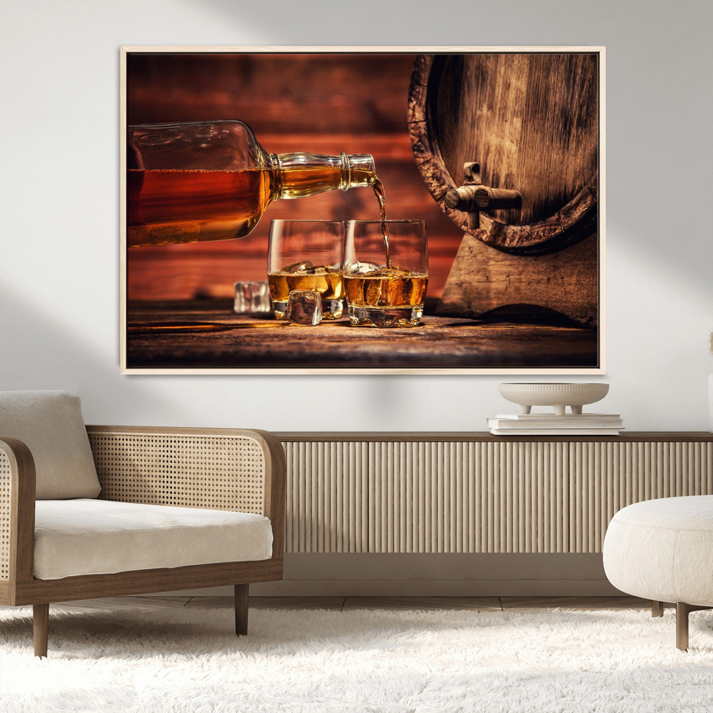 MGV-FC-36X24 - Whiskey and Cigar Canvas Wall Art | 3 Panel Bar Room Decor for Home Lounge, Office, or Man Cave |