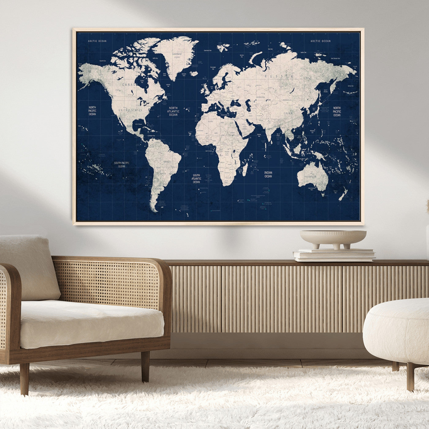 17866-MGV-CV-36X24-Push Pin World Map Canvas Print – Framed Wall Art for Couples to Track Their Travels – Anniversary