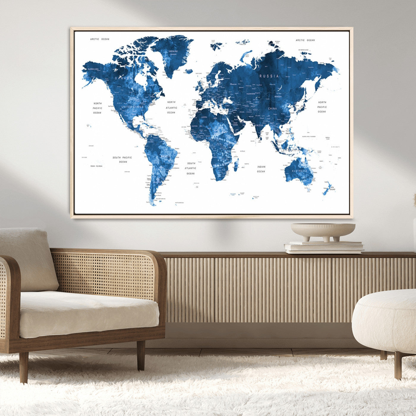 MGV-FC-36X24 - Push Pin World Map Canvas Print – Framed Wall Art for Couples to Track Their Travels – Anniversary