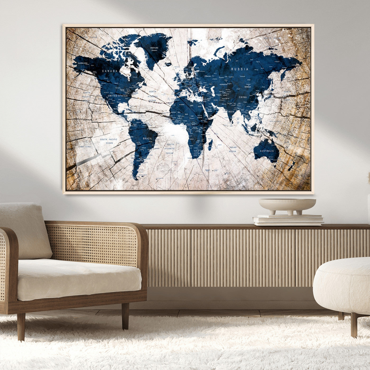 MGV-FC-36X24 - Push Pin World Map Canvas Print – Framed Wall Art for Couples to Track Their Travels – Anniversary