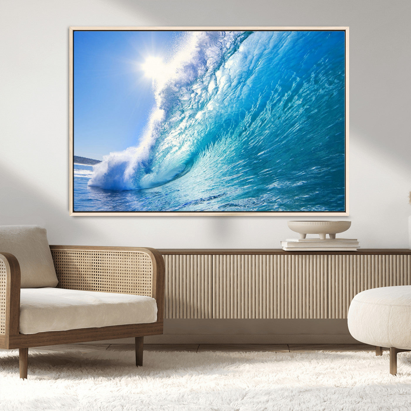 MGV-FC-36X24 - Blue Big Wave Surfing Ocean Canvas Wall Art Artwork Print , Surf Wall Art, Sea Wall Art