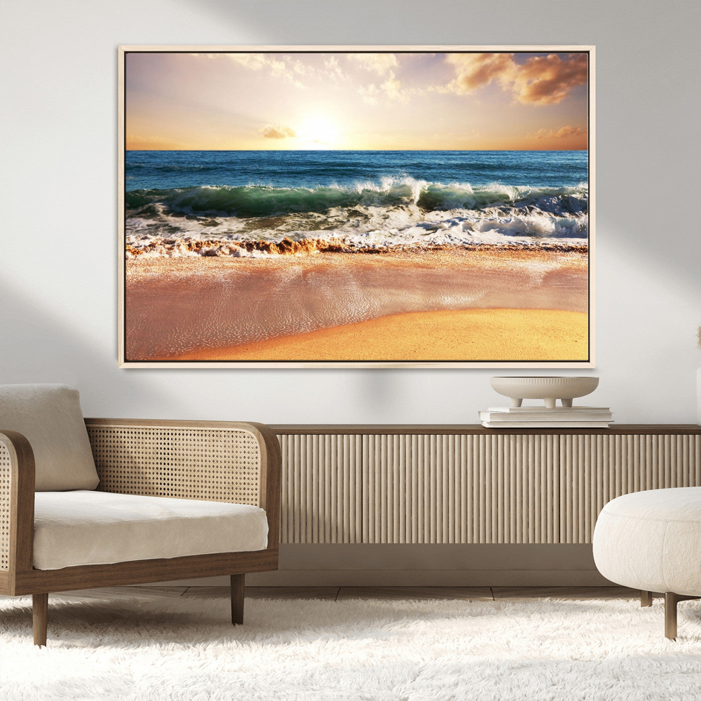 MGV-FC-36X24 - Serene Beach Path Canvas Art, Giclee Canvas Print with Gallery Wrap, Coastal Sand Dunes Wall Art Featuring Canon Print Quality