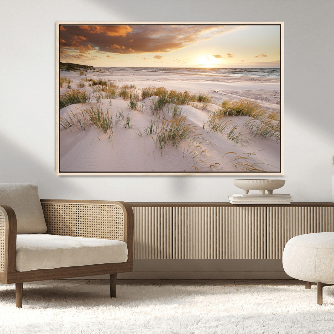 MGV-FC-36X24 - Flight Over Coastal Beach Landscape, Flight Over Coastal Beach Print Canvas Wall Art