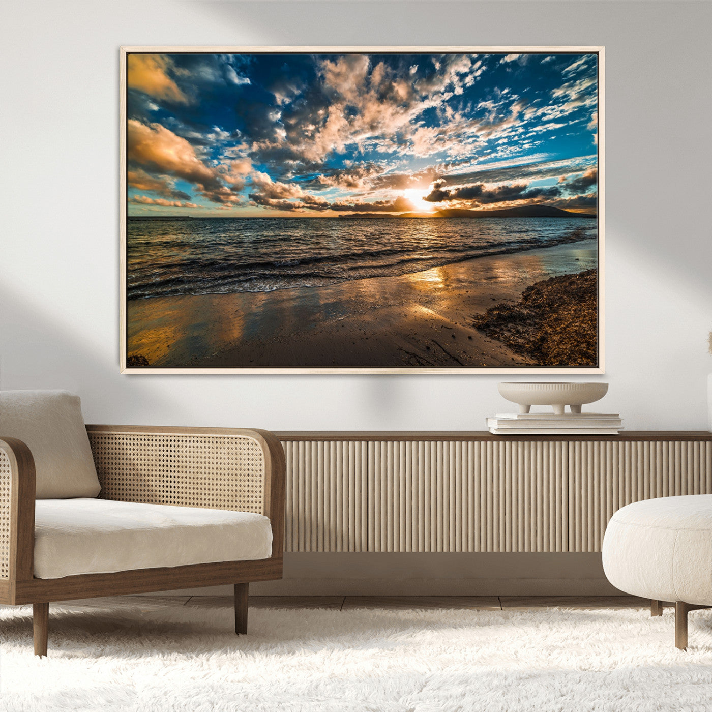 MGV-FC-36X24 - Beach Wall Art - Stunning Ocean Sunset Canvas Print with Coastal Design for Elegant and Relaxing