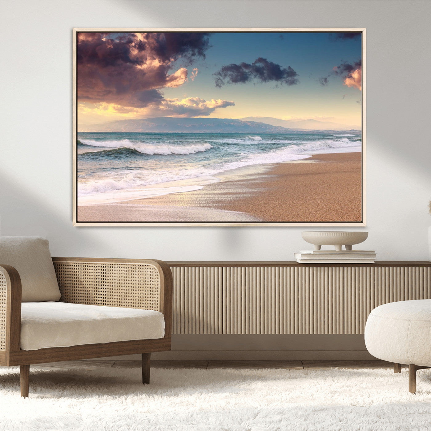 MGV-FC-36X24 - Cloudy Weather Beach Sunset Canvas Print | Sunrise Wall Art Canvas Print