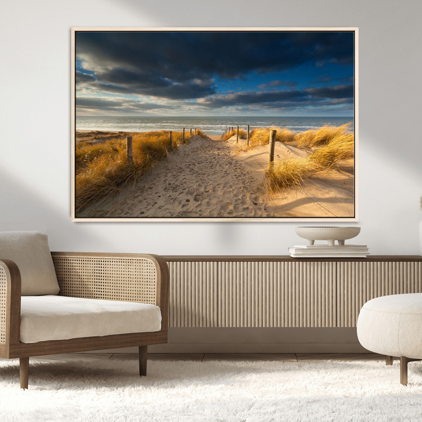 MGV-FC-36X24 - Ocean Beach Dark Clouds Wall Art Canvas Print