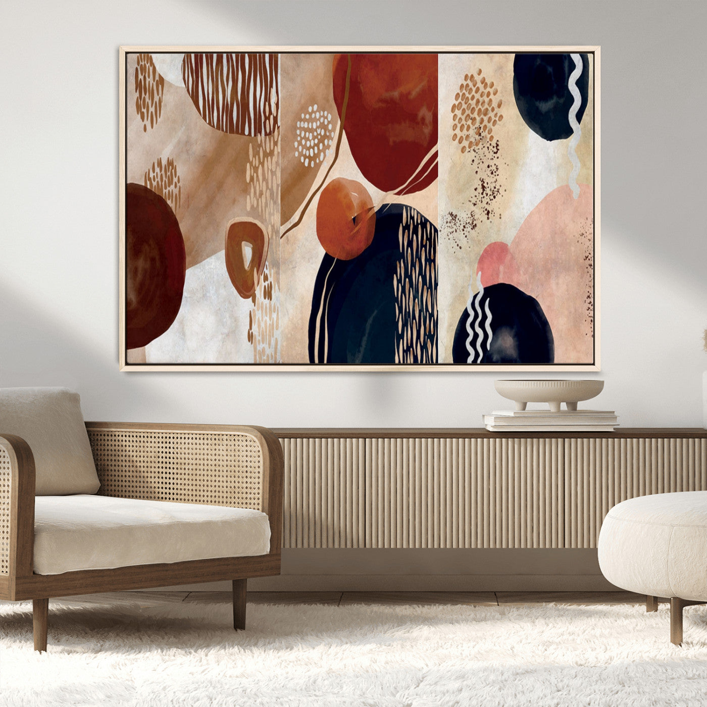 MGV-FC-36X24 - Boho Wall Art Canvas Print Set Mid-Century Prints Bohemian Wall Artwork Prints Boho Neutral