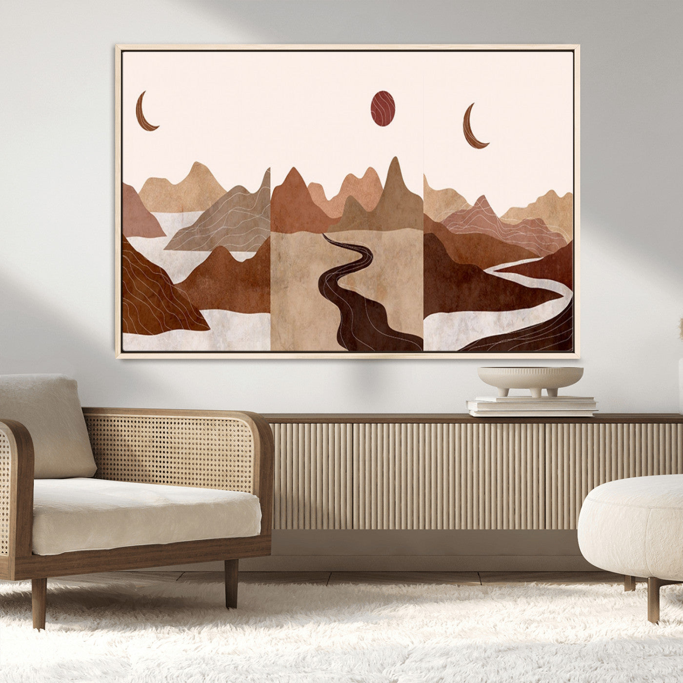 MGV-FC-36X24 - Boho Wall Art Canvas Print Set Mid-Century Prints Bohemian Wall Artwork Prints Boho Neutral