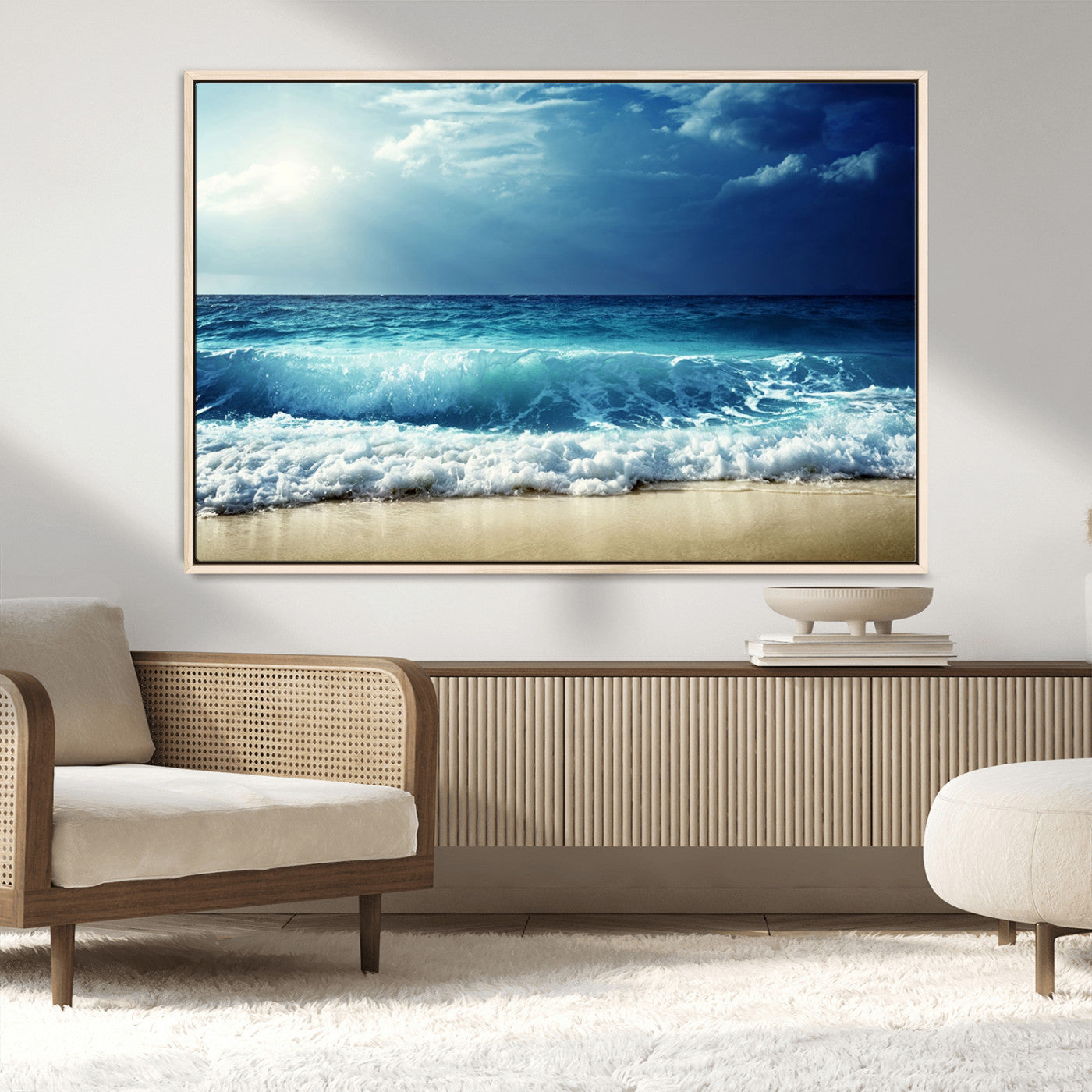 MGV-FC-36X24 - Majestic Ocean Wave Wall Art Canvas | 3 Panel Large Seascape Print for Living Room, Bedroom, Office Decor, Ready to Hang