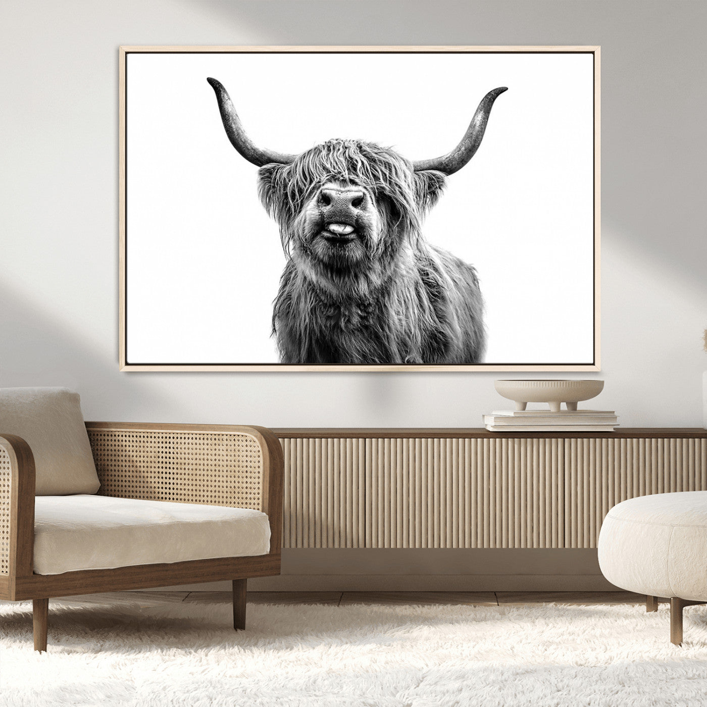 MGV-FC-36X24 - Fanny Scottish Highland Cow Cattle Art Print Farmhouse Wall Art Canvas Print