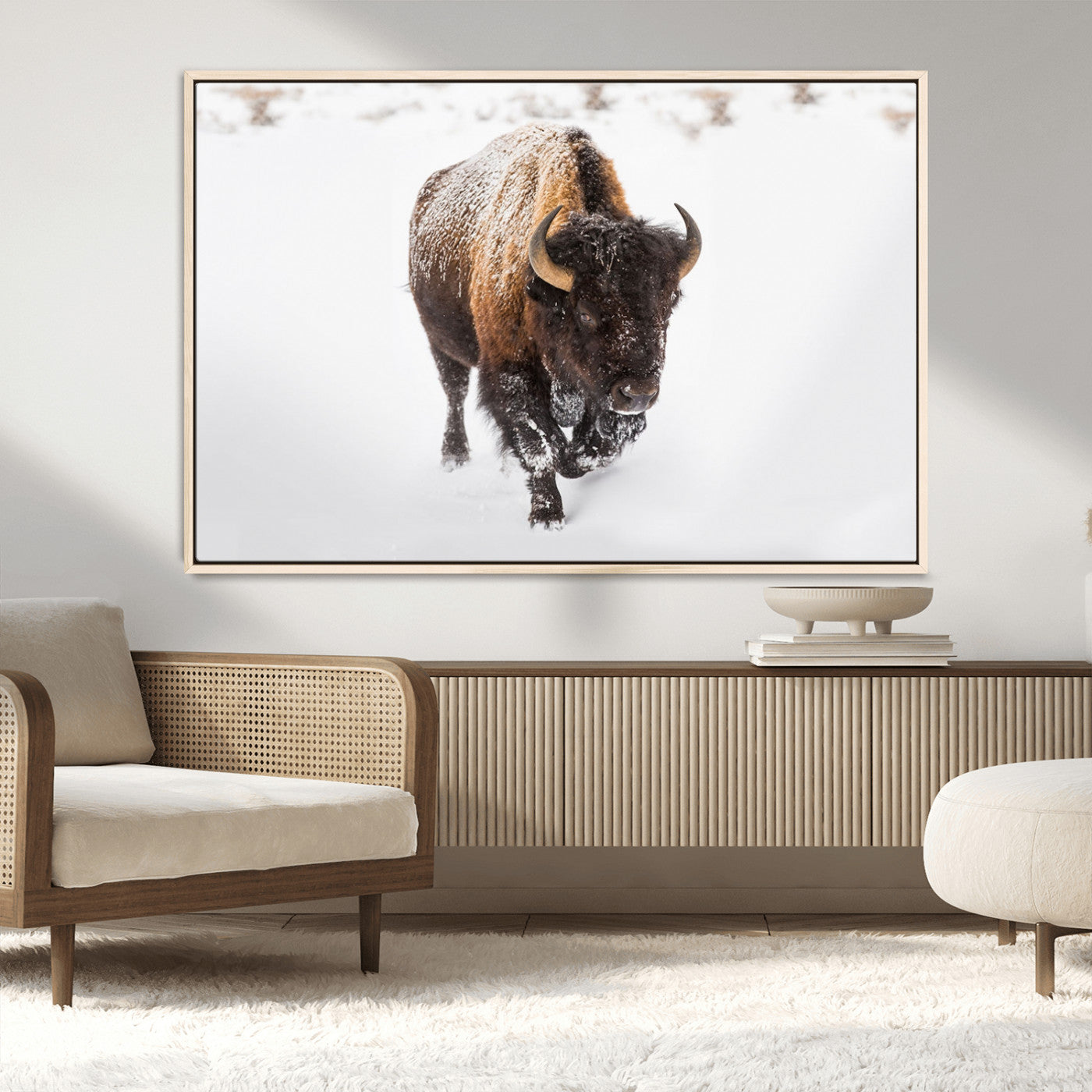 MGV-FC-36X24 - Bison Winter Wall Art Canvas Print For Farmhouse Decor