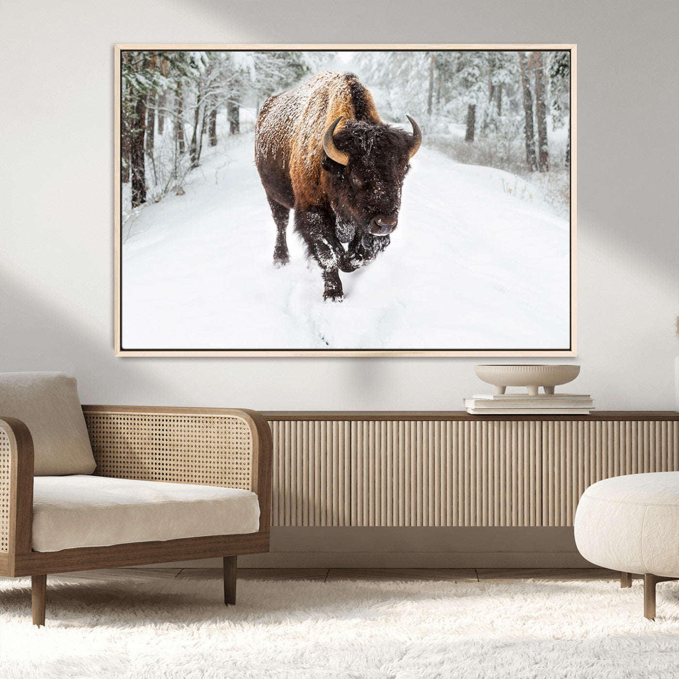 MGV-FC-36X24 - Bison Wall Art Canvas Print For Farmhouse, Animal Canvas Print, Wild Animal Wall Art