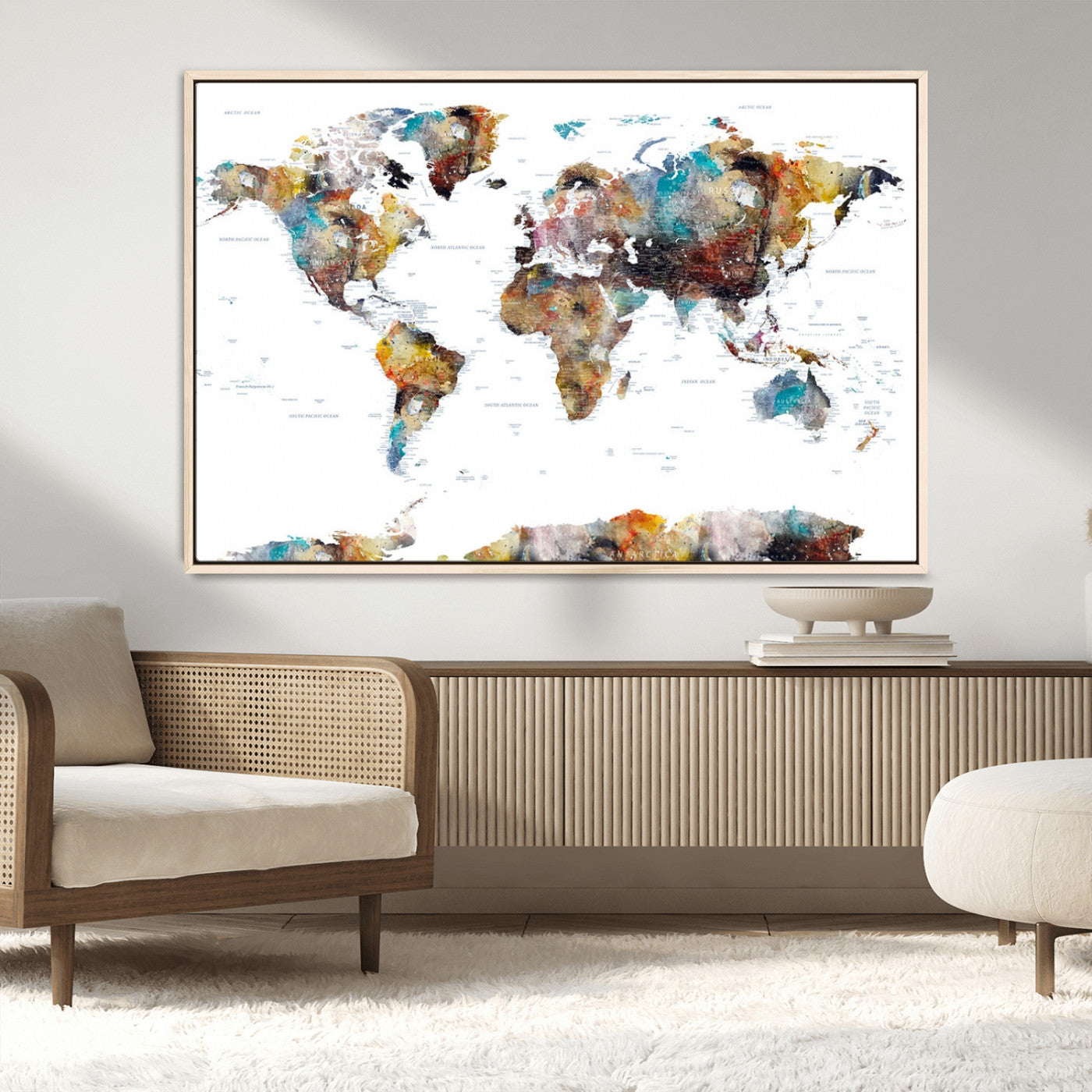 MGV-FC-36X24 - Push Pin World Map Canvas Print – Framed Wall Art for Couples to Track Their Travels – Anniversary