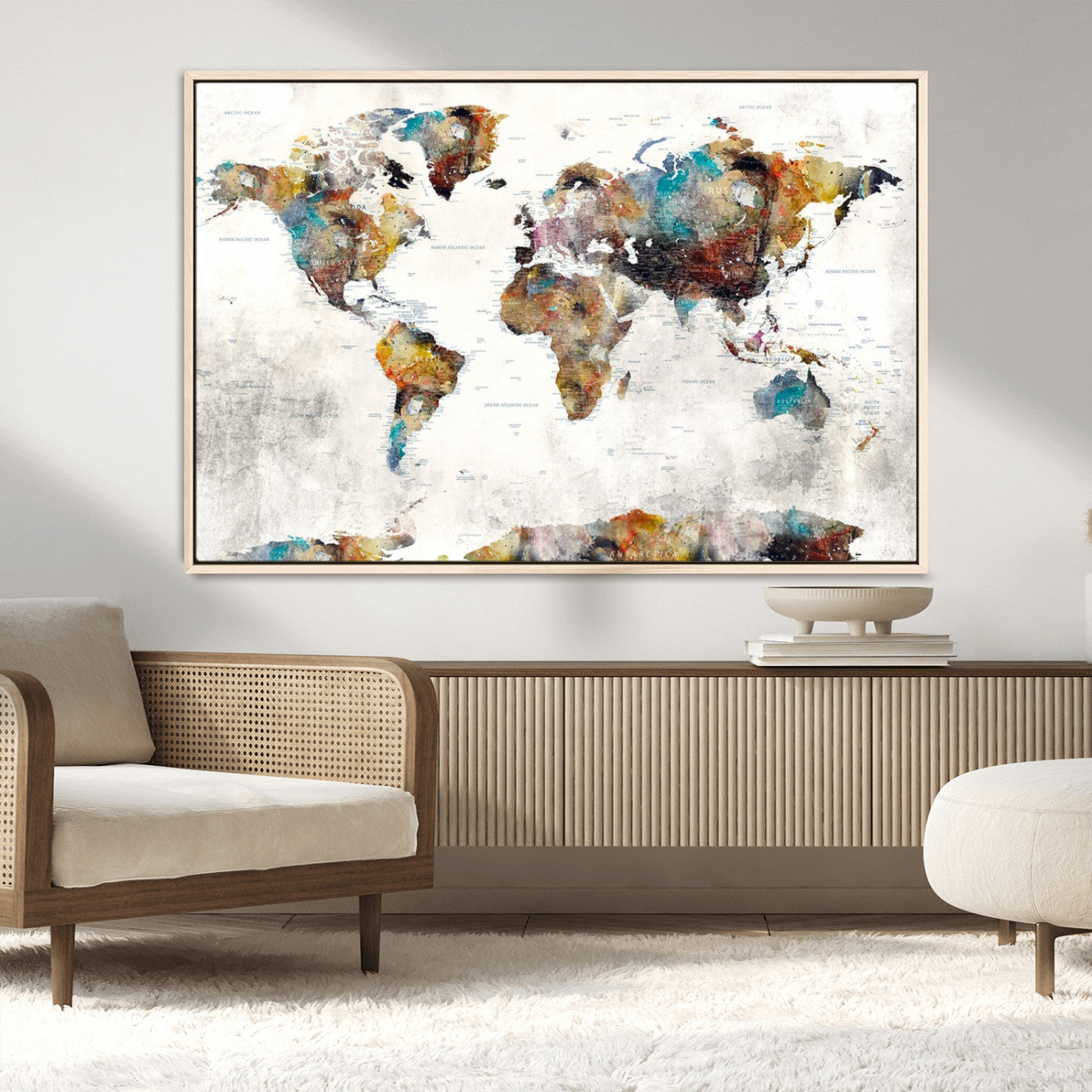MGV-FC-36X24 - Push Pin World Map Canvas Print – Framed Wall Art for Couples to Track Their Travels – Anniversary