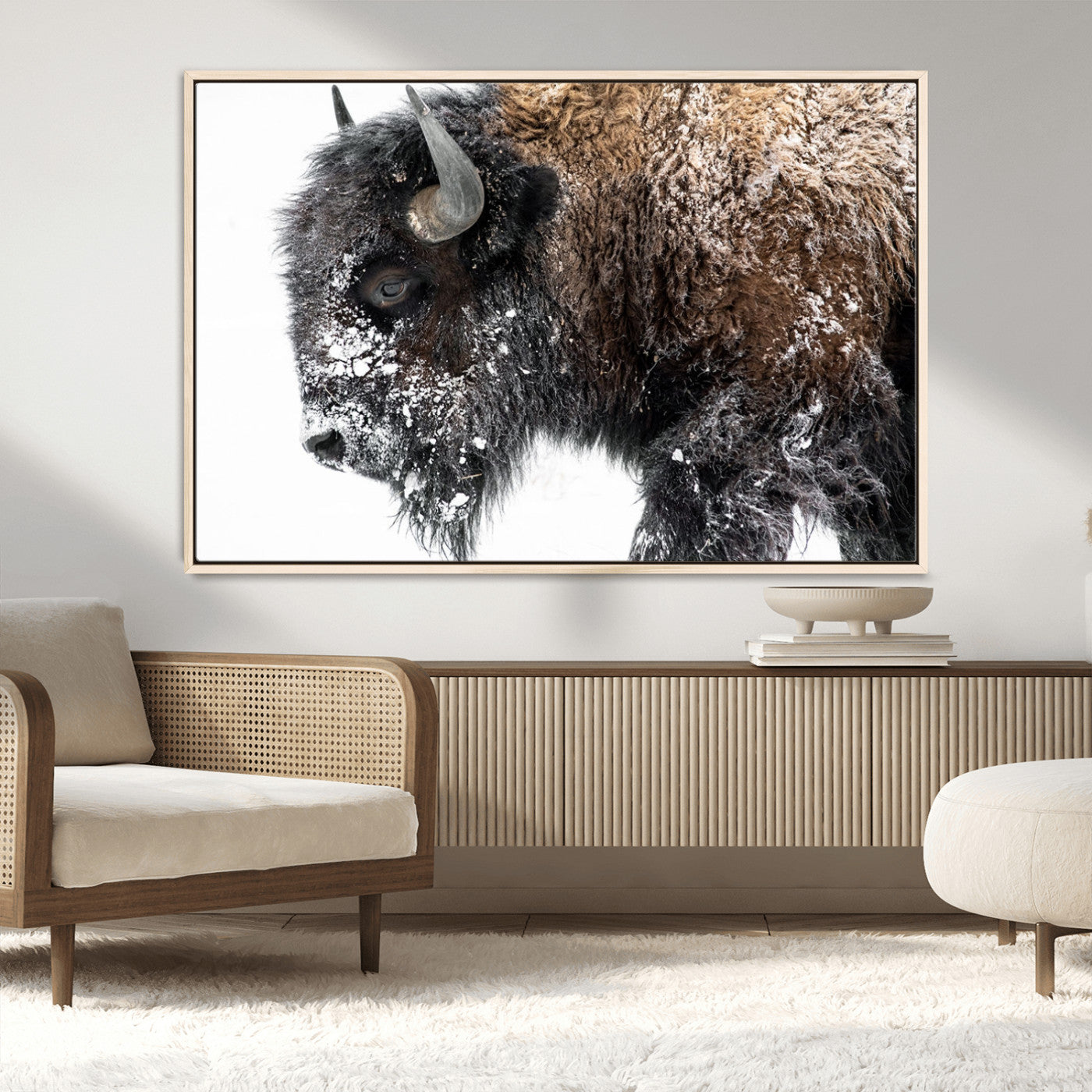 MGV-FC-36X24 - American Bison Wall Art Print | Buffalo Canvas Wall Art |  Framed and Ready to Hang Bison Print for Living Room or Office