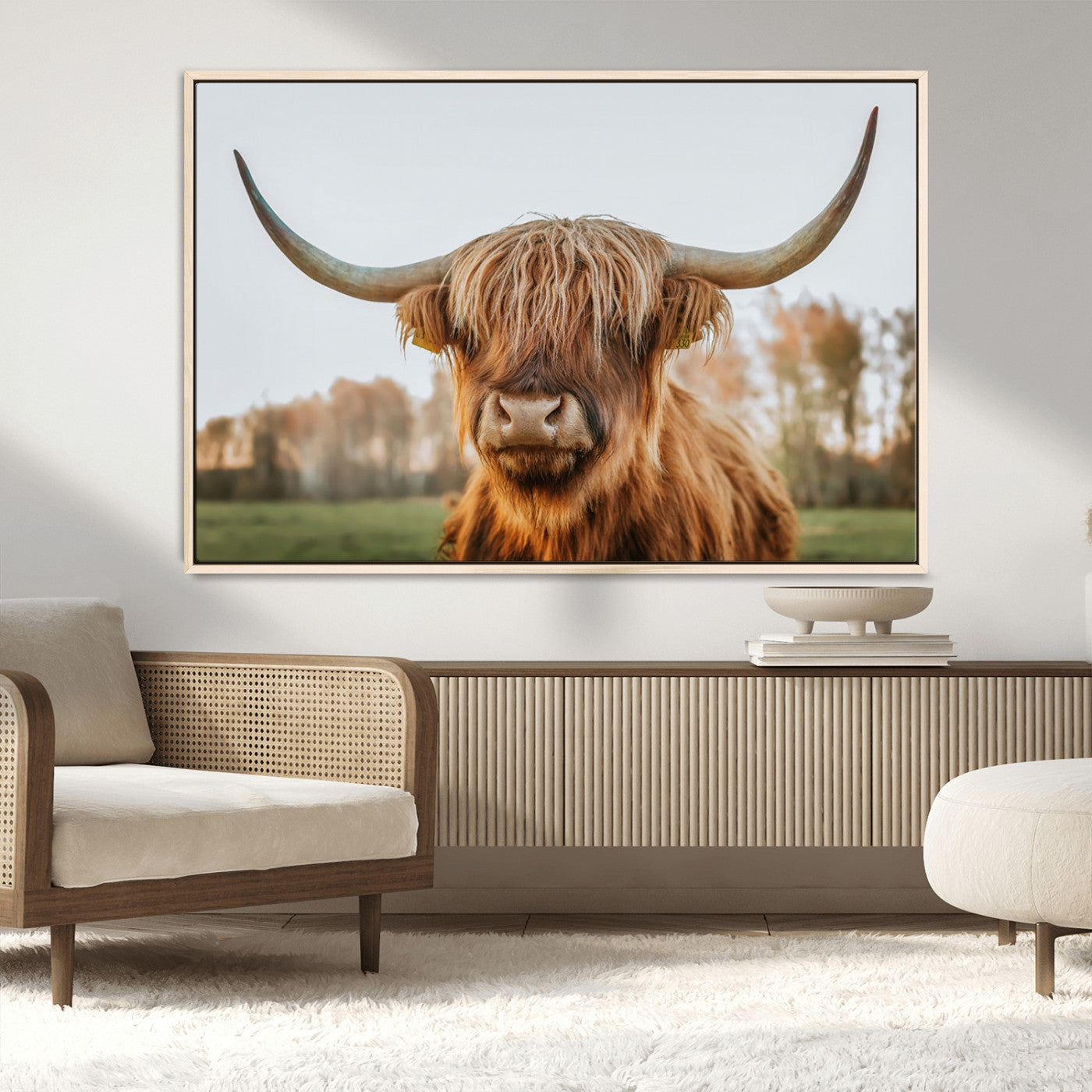 MGV-FC-36X24 - Highland Cow Animal Scottish Cattle Art Print Farmhouse Wall Art Canvas Print