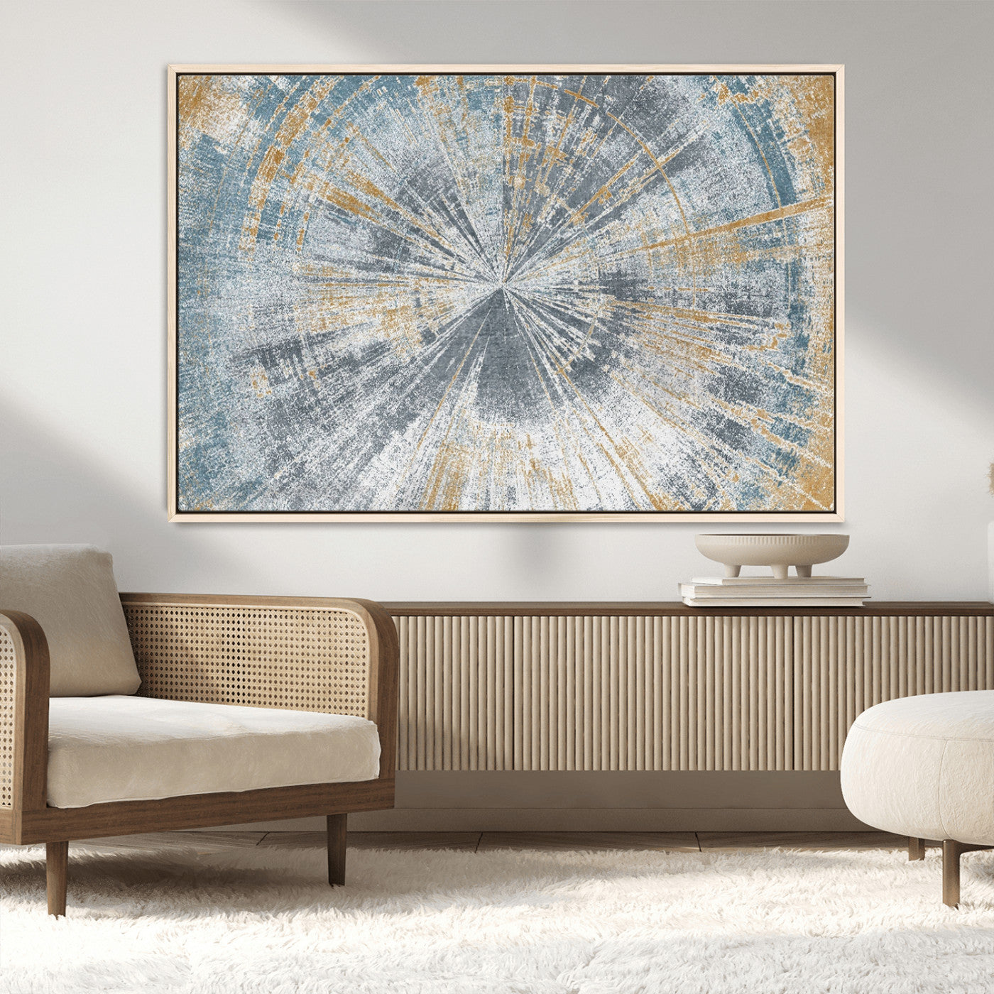 MGV-FC-36X24 - Radiant Abstract Wood Rings Canvas Art – Modern Triptych Wall Decor for Living Room or Farmhouse Decor