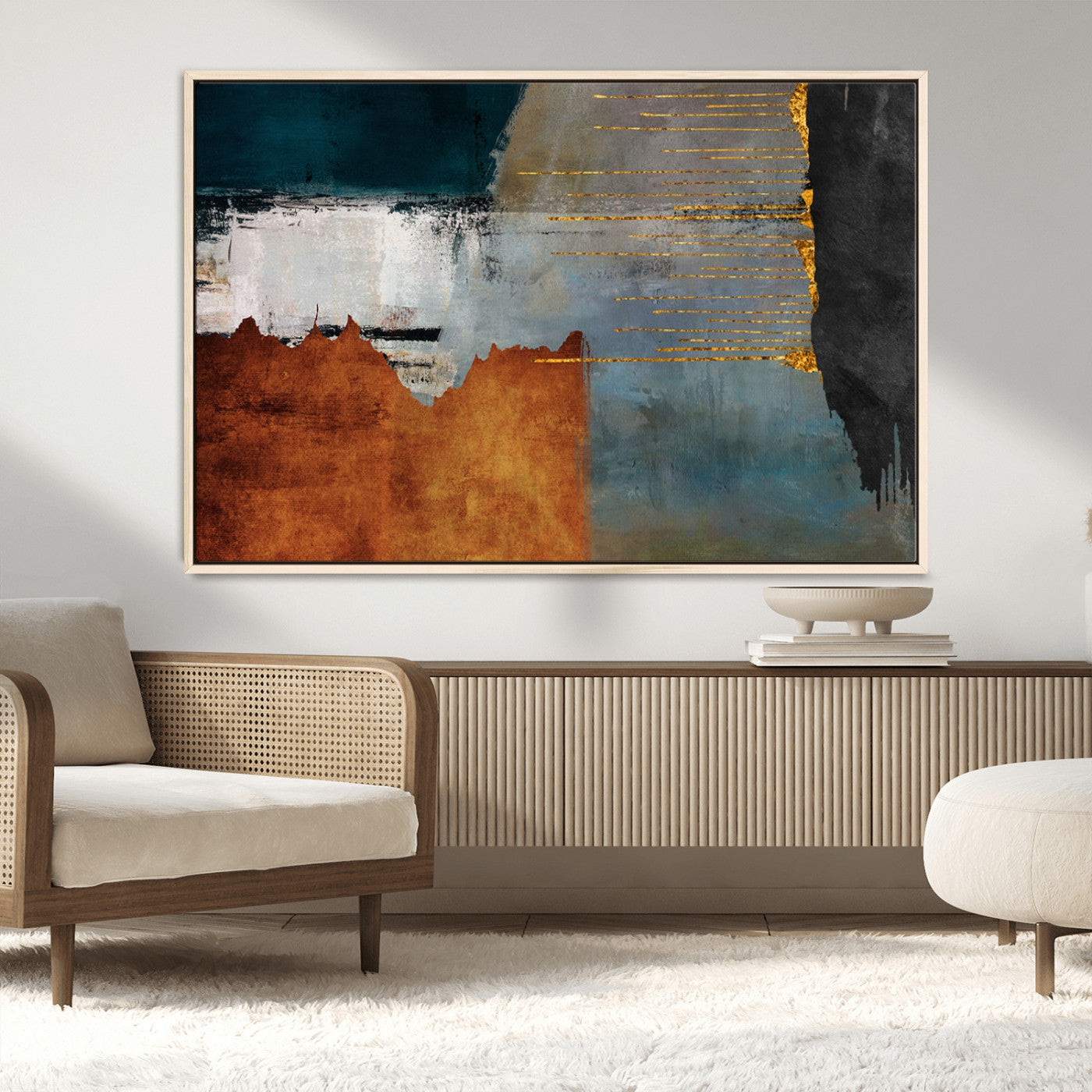 MGV-FC-36X24 - Modern Abstract Canvas Art Canvas Print - Framed and Ready to Hang Artwork for Contemporary Living Room or Office Decor