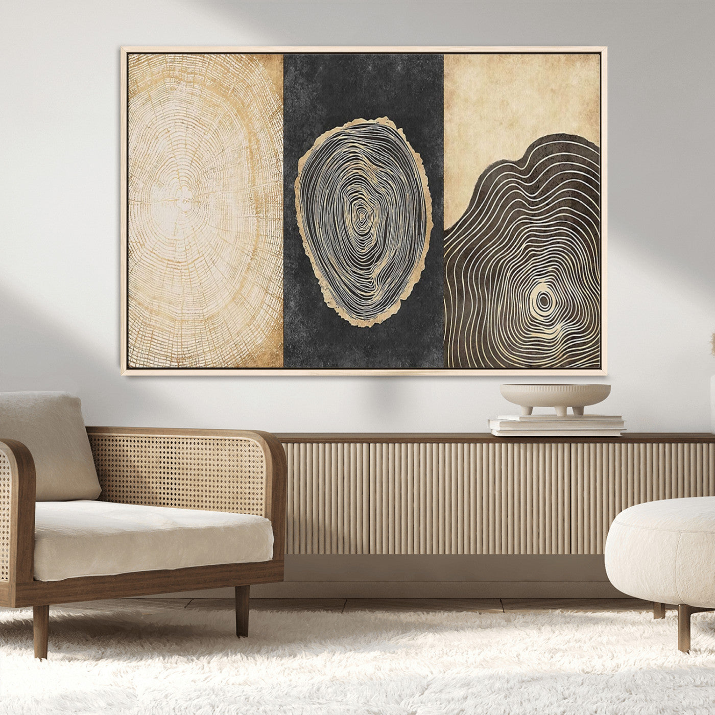 MGV-FC-36X24 - Tree Rings Canvas Wall Art Print – Minimalist Natural History in Modern Decor - Minimalist Boho Wall