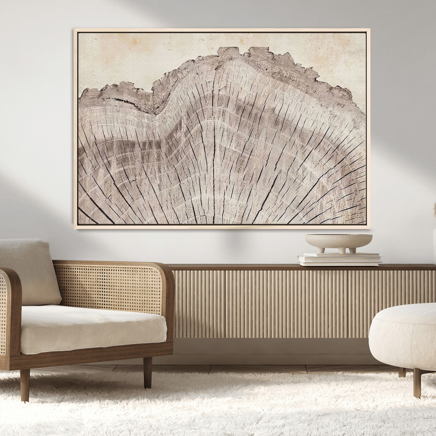 MGV-FC-36X24 - Tree Ring Wall Art Triptych, Rustic Wood Ring Canvas Print, Minimalist Wall Decor for Modern Homes and Farmhouse Decor