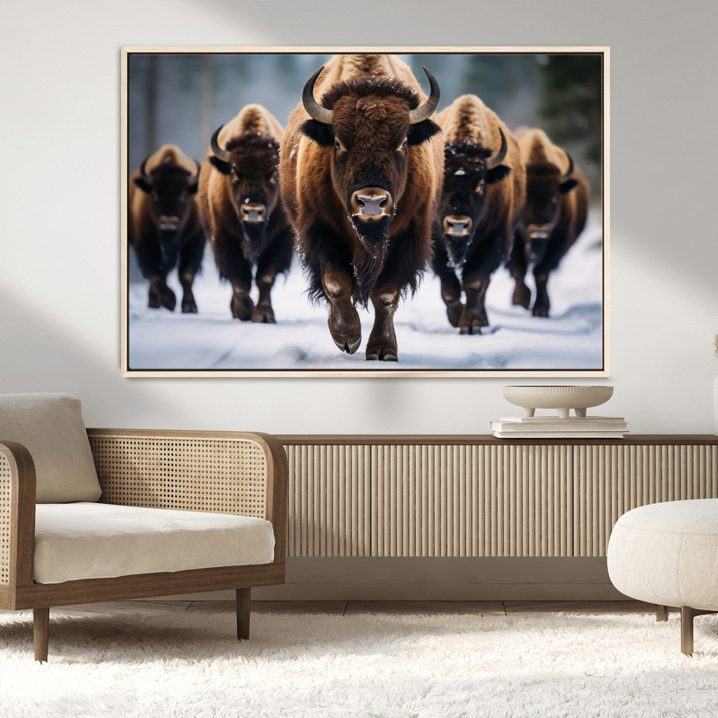 MGV-FC-36X24 - Buffalo Wall Art Canvas Print, American Bison Herd Wall Art Canvas Print - Bison Canvas Print