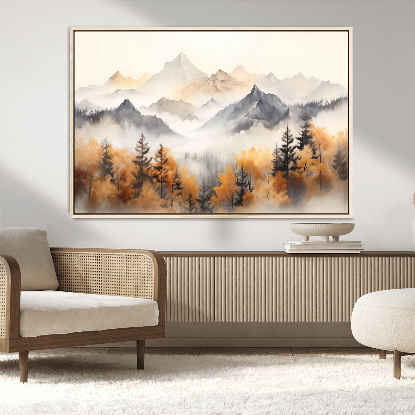 MGV-FC-36X24 - Abstract Mountain Wall Art | Misty Mountain Forest and Mountains Canvas Print for Living Room,