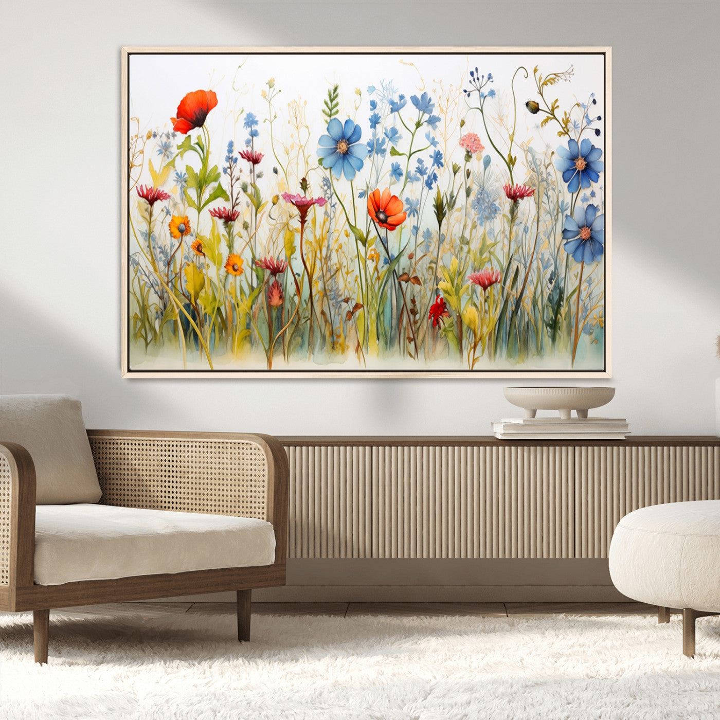 MGV-FC-36X24 - Colorful Wildflower Canvas Wall Art - Vibrant Floral Botanical Print, Bright Nature Decor for Living