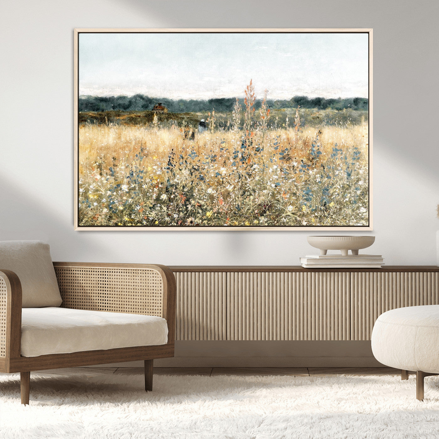 MGV-FC-36X24 - Wildflower Field Wall Art Canvas | Nature-Inspired Landscape Canvas Print for Living Room or Office | Rustic Floral Decor