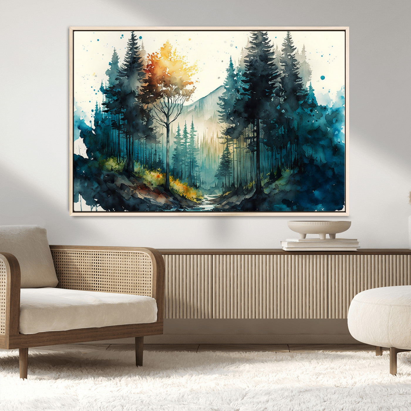 MGV-FC-36X24 - Watercolor Trees Forest Abstract Wall Art Canvas Print