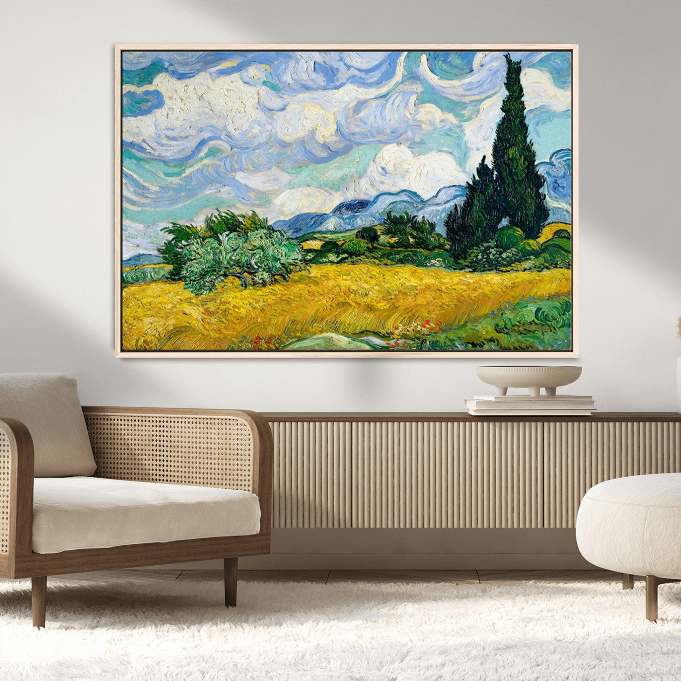 MGV-FC-36X24 - Wheatfield With Cypresses By Van Gogh Painting Wall Art Canvas Print
