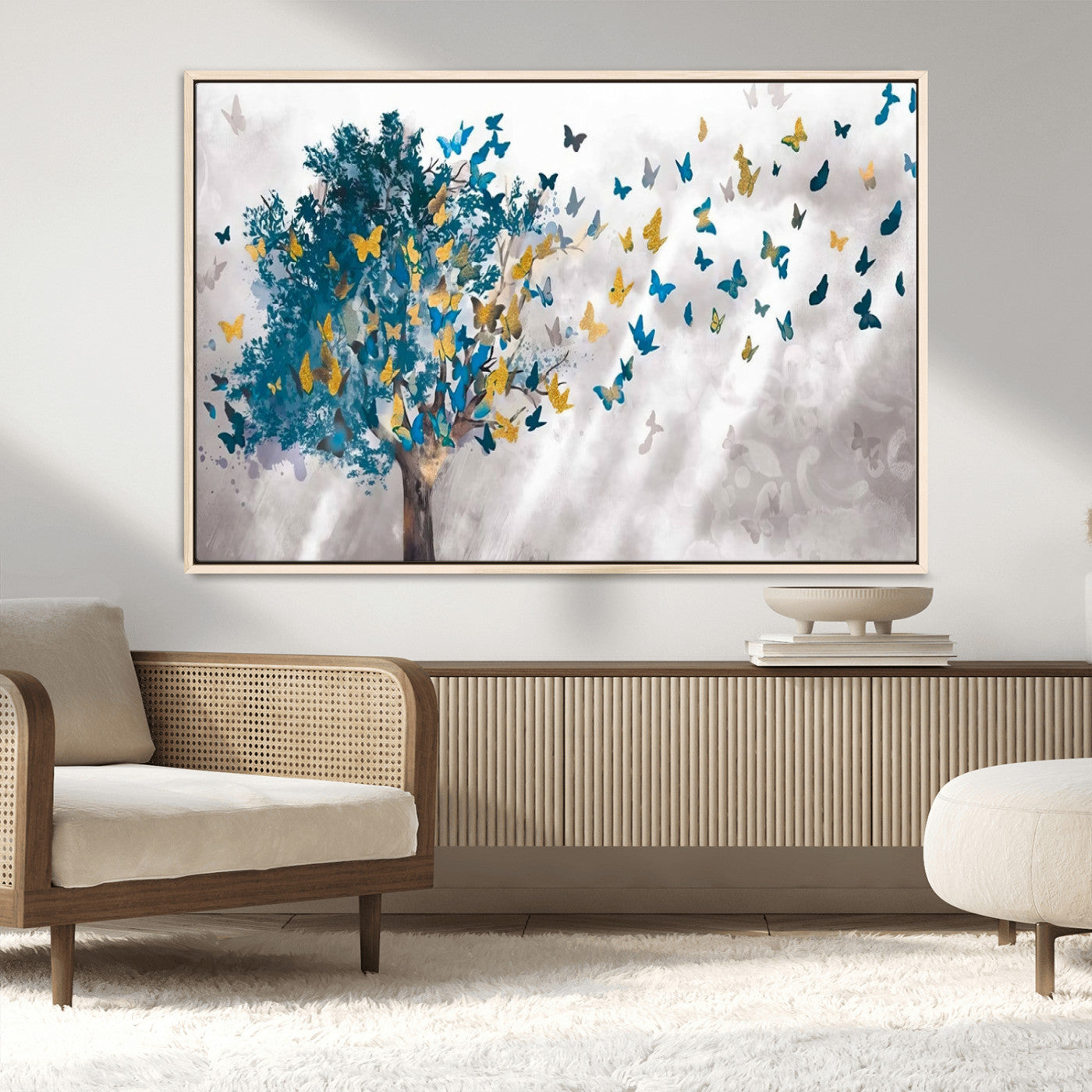 MGV-FC-36X24 - Tree Butterfly Abstract Tree and Butterfly Wall Art Canvas Print