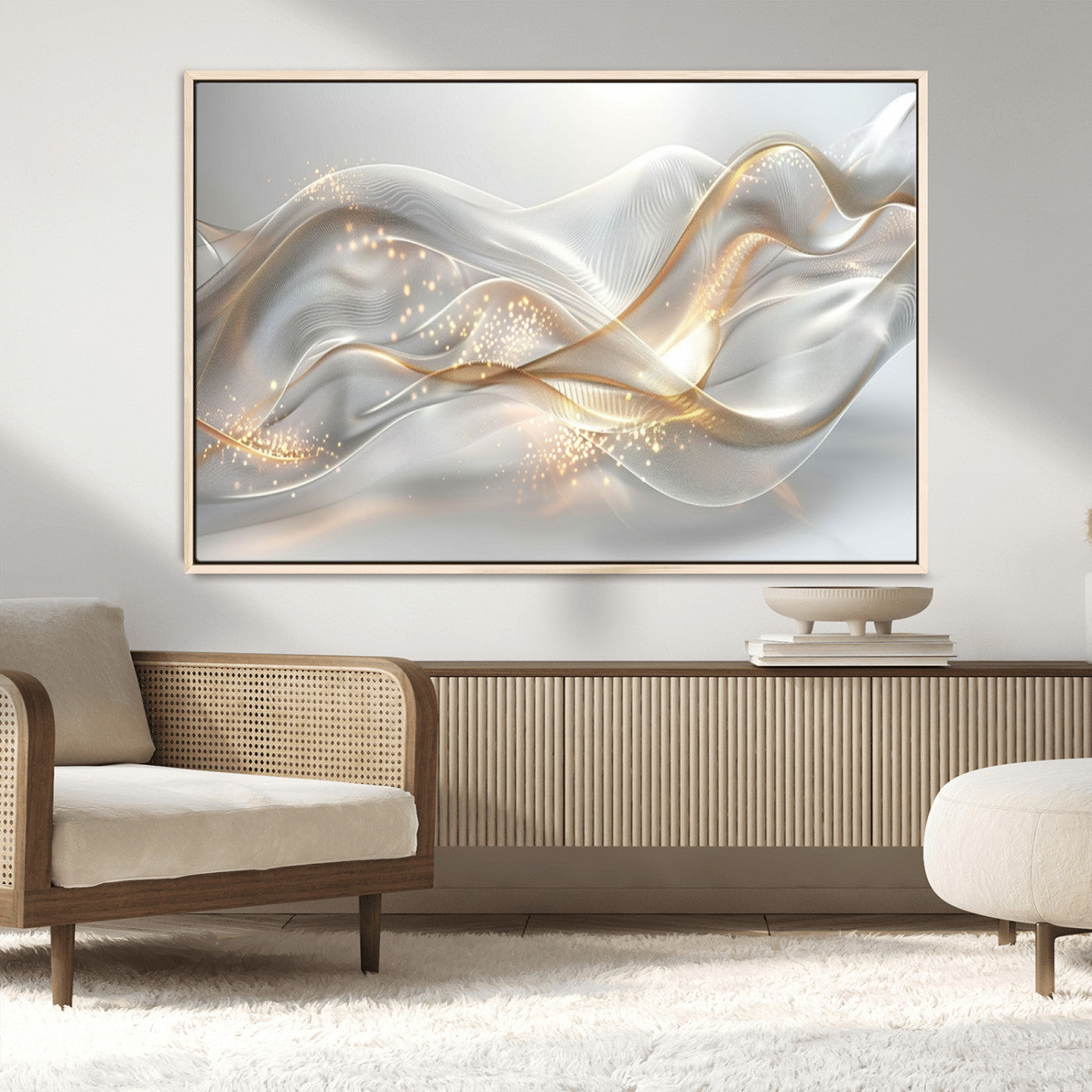-Abstract art Grey and Gold Lines Wall Art