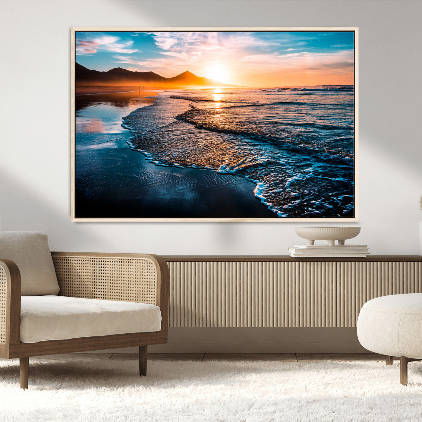 MGV-FC-36X24 - Beach Ocean Sunset on the Sea Wall Art Canvas, Beach Ocean Sunset Canvas Print