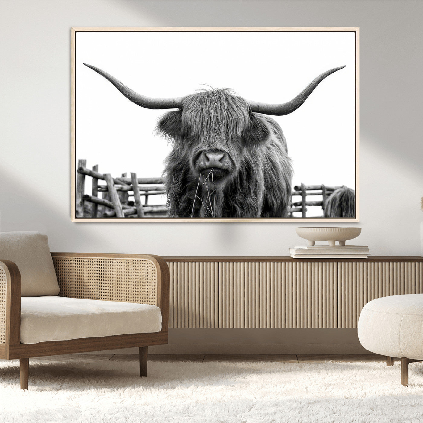-Longhorn Canvas Print, Bighorn Cow Wall Art Canvas Print