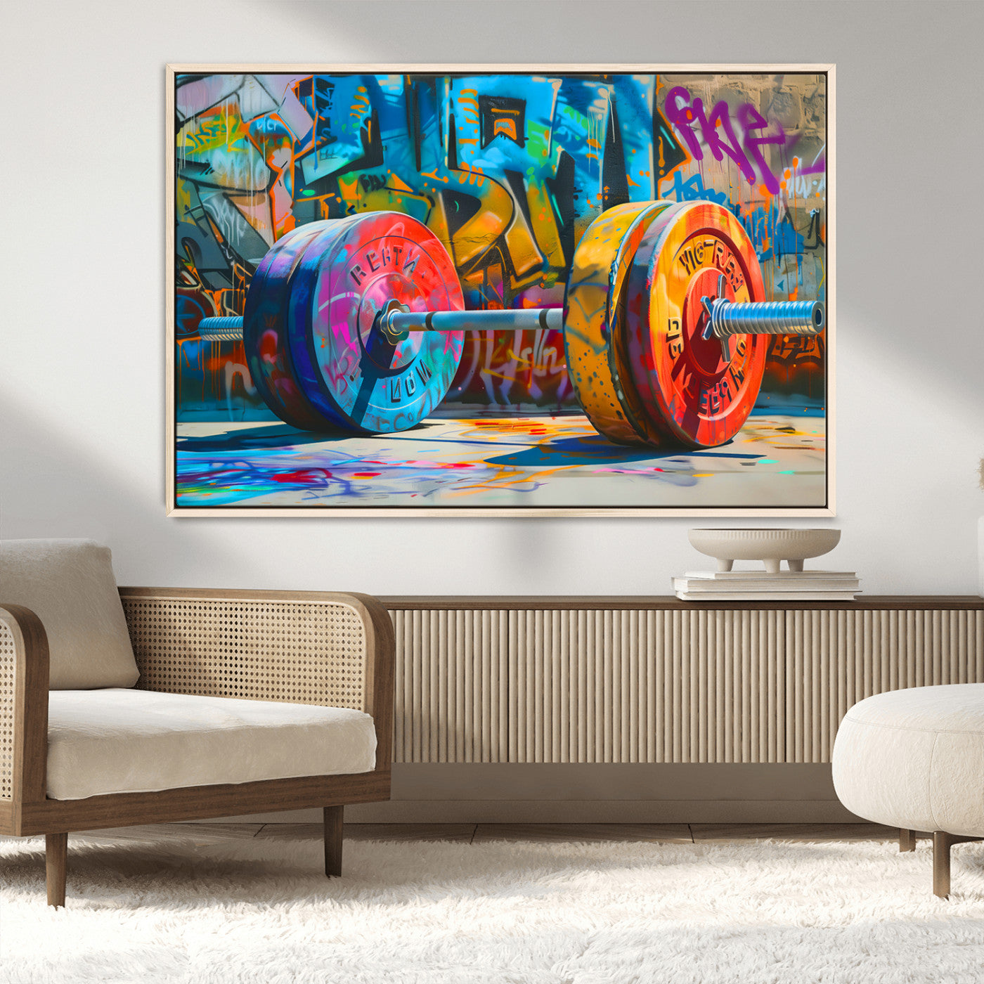 MGV-FC-36X24 - Fitness Gym Barbell Graffiti Wall Art Canvas Print