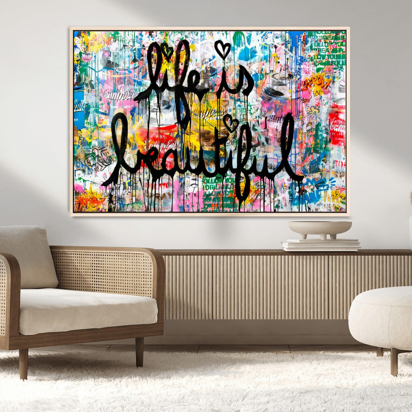 MGV-FC-36X24 - Life Beautiful Wall Art Canvas Print | Graffiti Wall Art Canvas Print