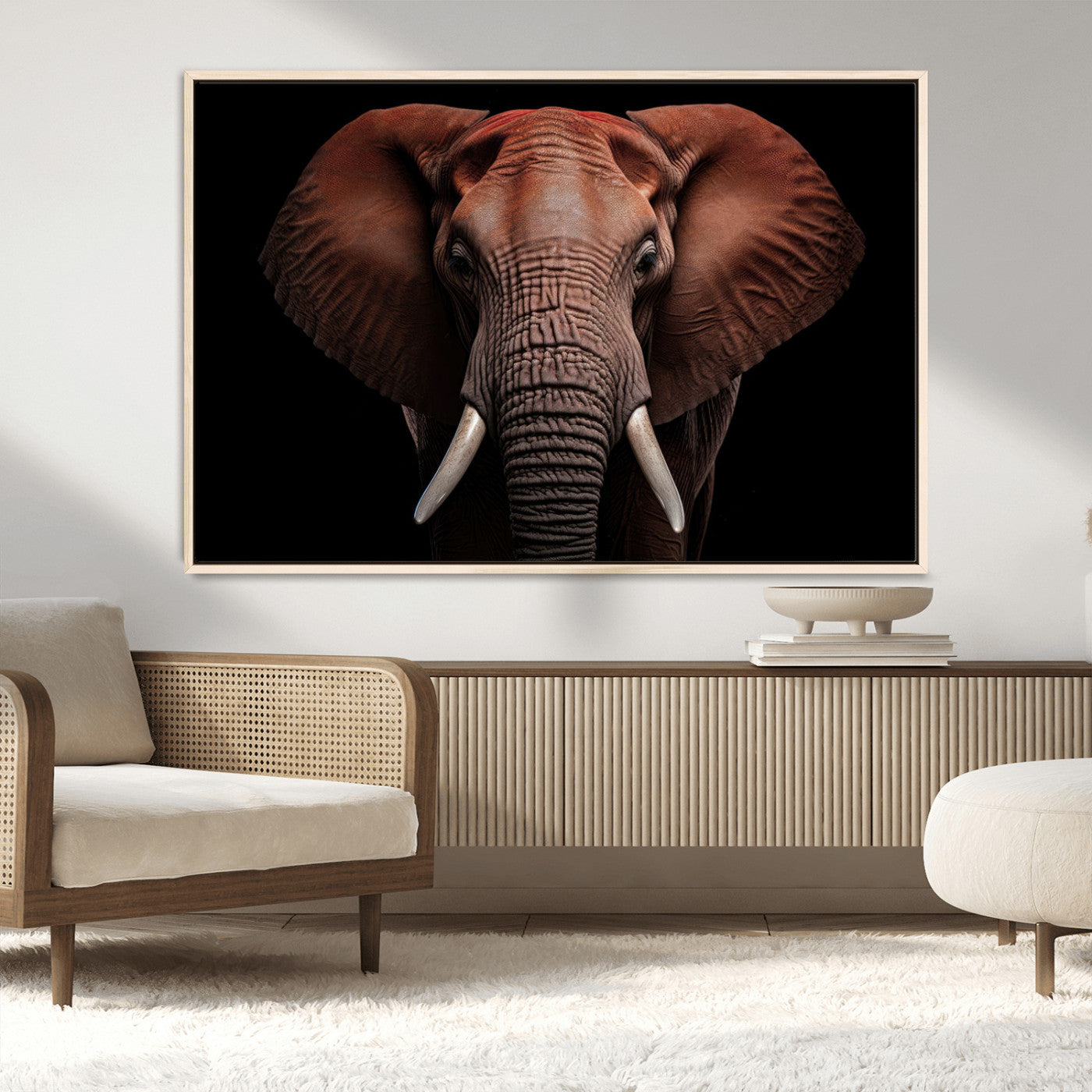 -Wild Elephant Wall Art Canvas Print, Africa Savannah Wild Animal Wall Decor Print