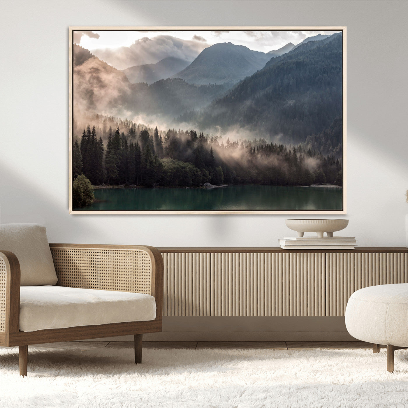 MGV-FC-36X24 - Foggy Mountain Canvas Print Forest Wall Art