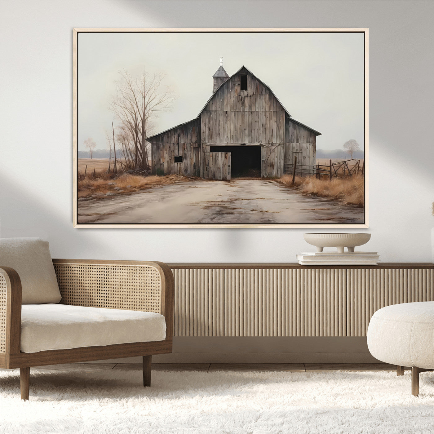 MGV-FC-36X24 - Farmhouse Rustic Barn Wall Art Canvas Print – Framed and Ready to Hang – Perfect Addition to Farmhouse Wall Décor