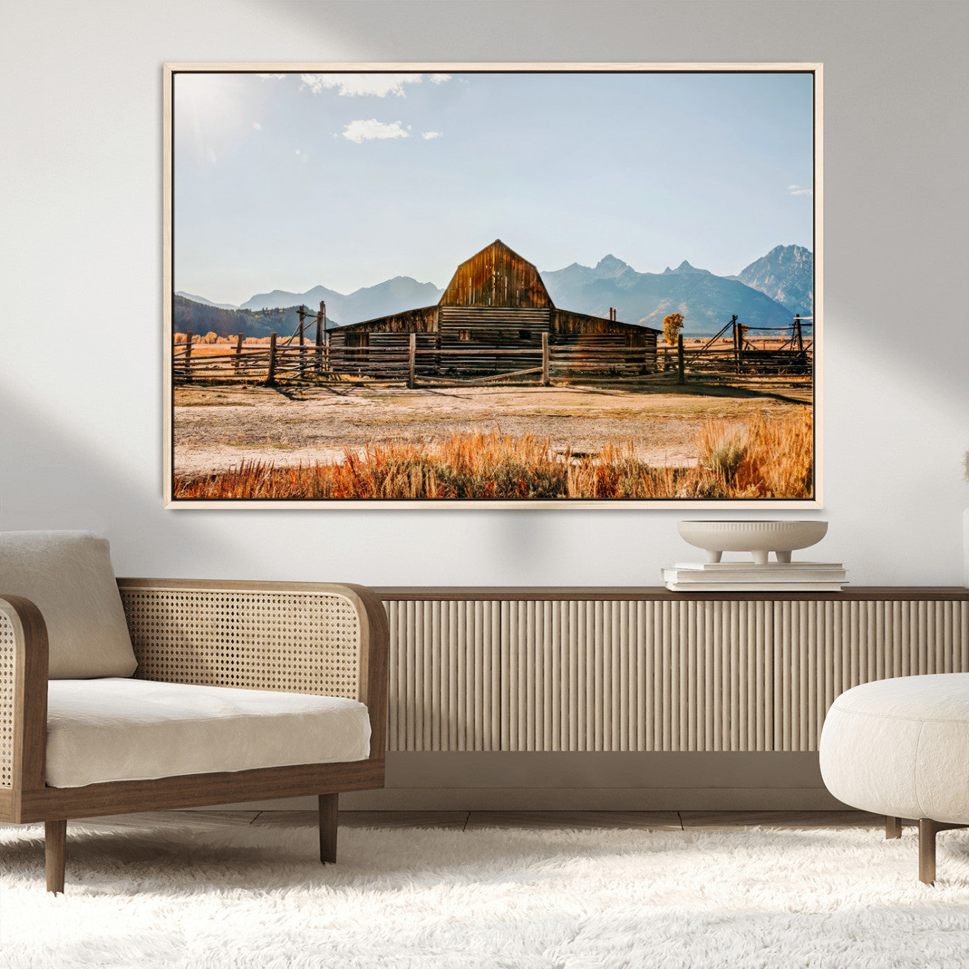 MGV-FC-36X24 - Vintage Old Barn Field Wall Art Canvas Print for Farmhouse Decor - Rustic Barn Wall Art Canvas Print