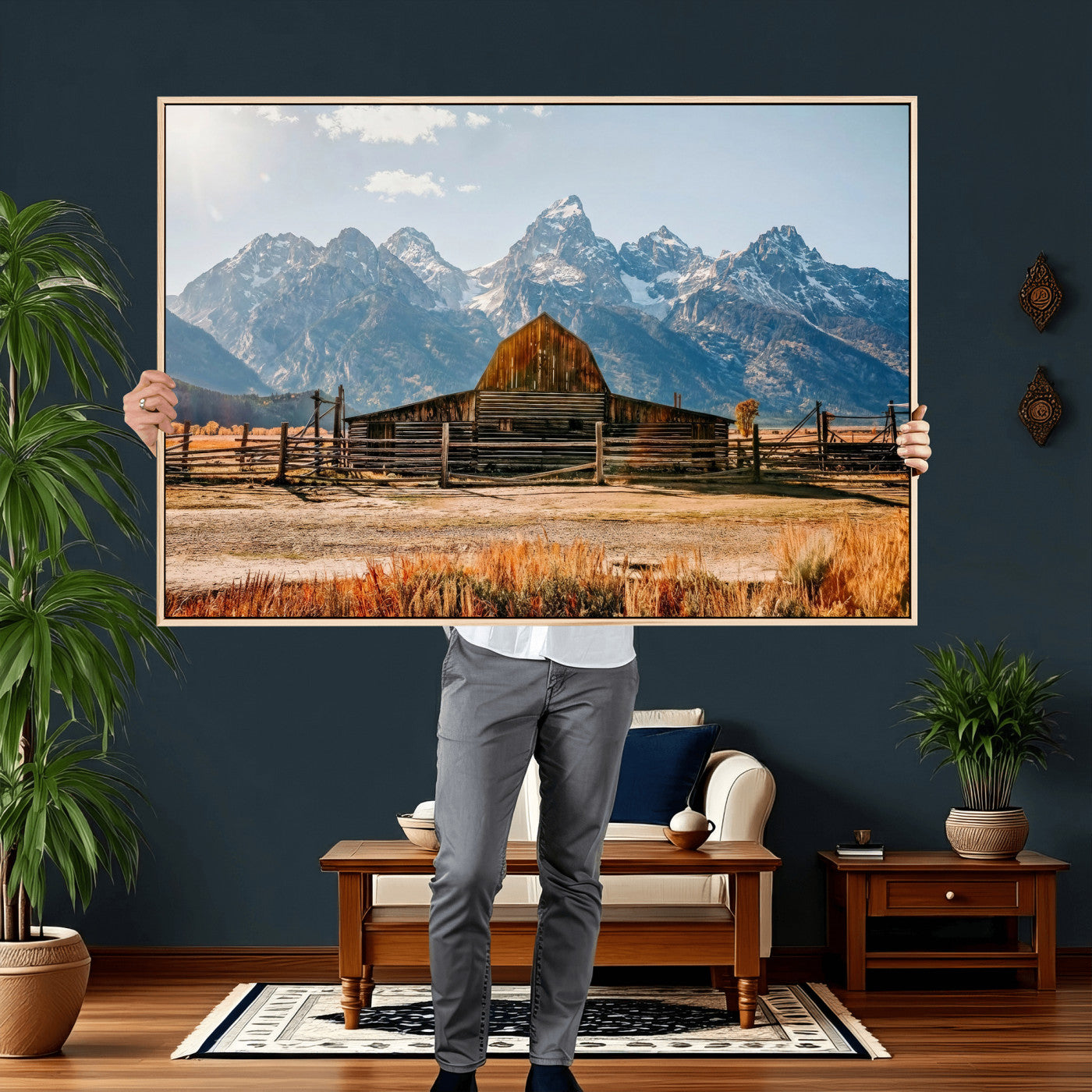 26513-MGV-CV-36X24 - Vintage Old Barn Field Wall Art Canvas Print for Farmhouse Decor - Rustic Barn Wall Art Canvas Print