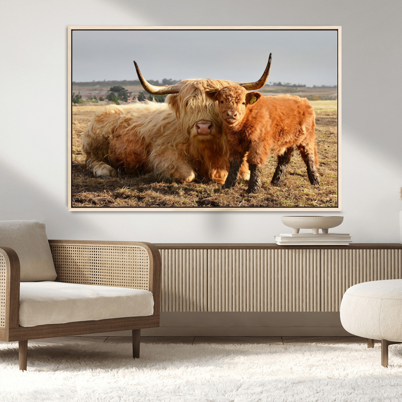 MGV-FC-36X24 - Highland Cow Canvas Wall Art Animal Print for Farm House Decor
