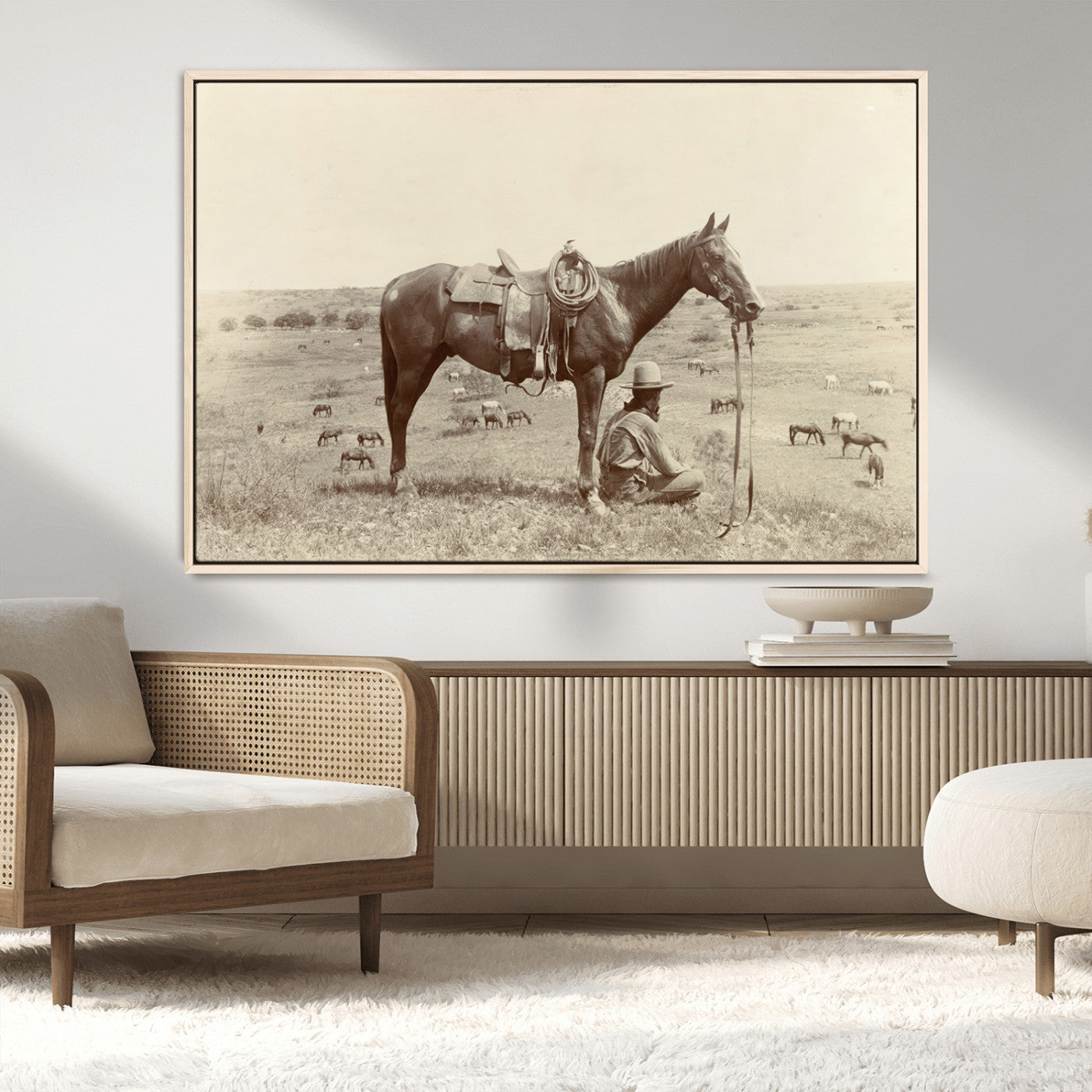 MGV-FC-36X24 - Cowboy Wall Art - Western Horse Canvas Print - Vintage Western Wall Art Canvas Print, Ready to Hang