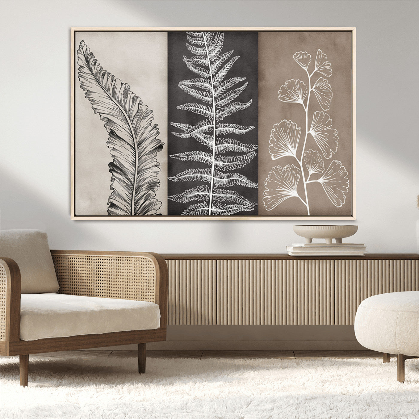 MGV-FC-36X24 - Minimalist Botanical Wall Art Canvas Print, Framed and Ready to Hang - Nature Art Print for Home