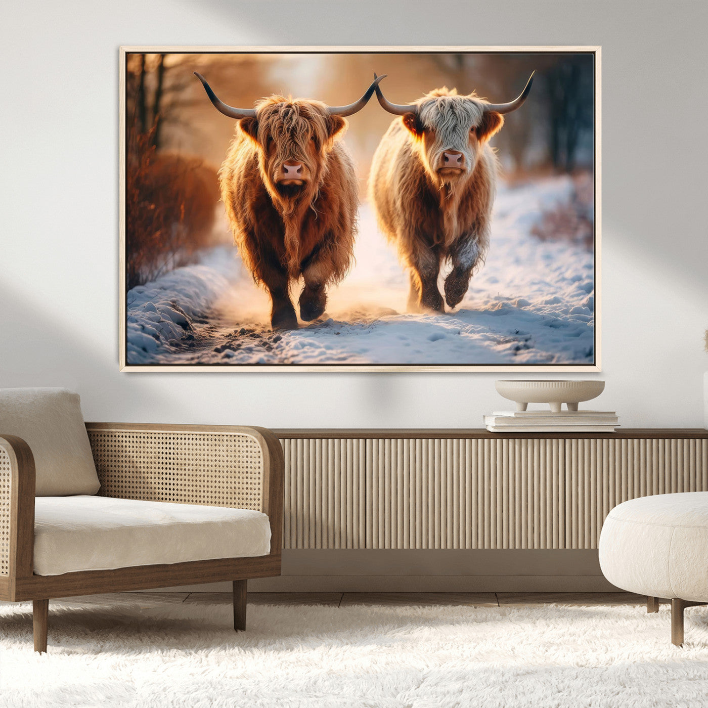 MGV-FC-36X24 - Scottish Highland Cow Horn Farm Wall Art Canvas Print