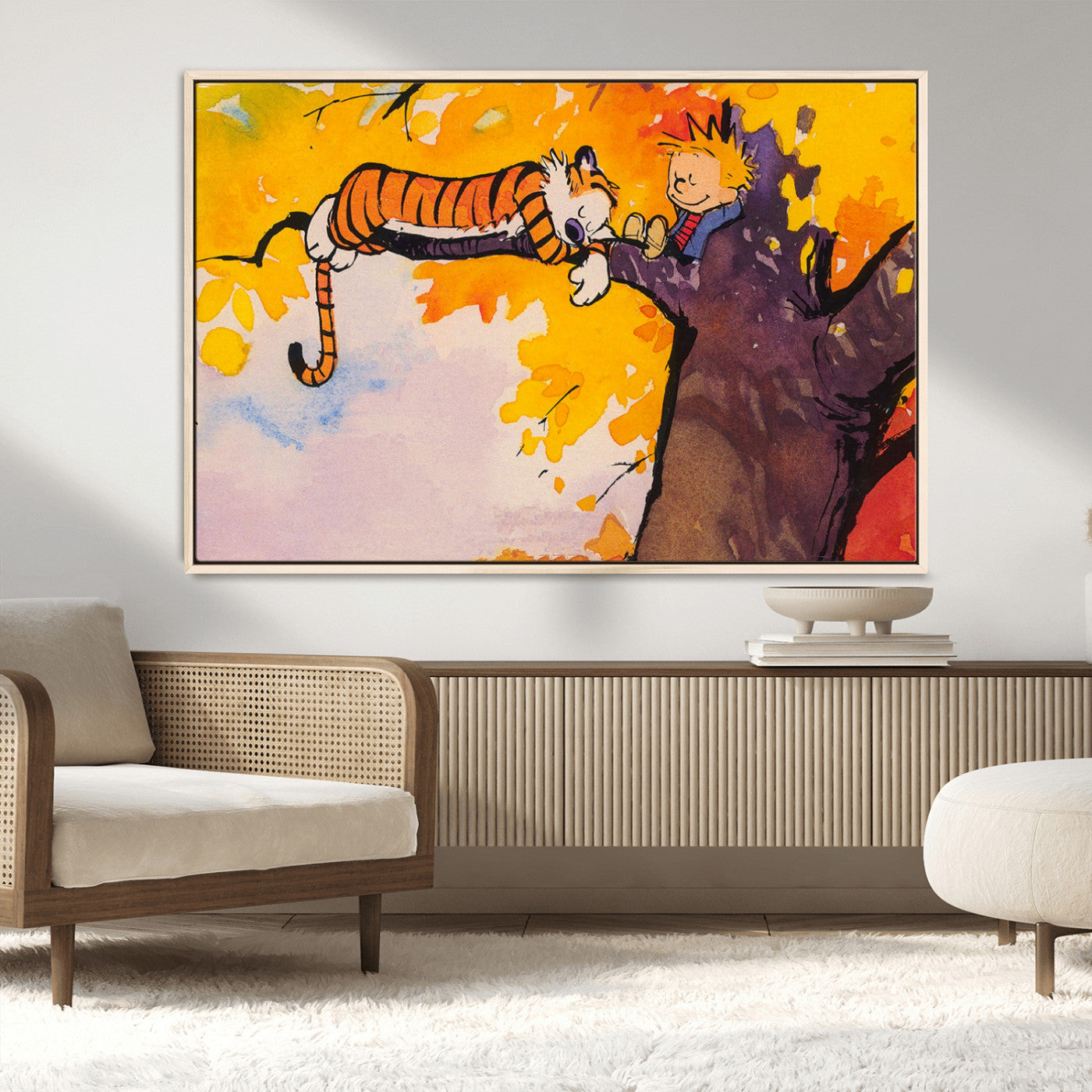 MGV-FC-36X24 - Calvin and Hobbes Tree Scene Canvas Print | 3 Panel Large Wall Art for Living Room or Kid’s Room,